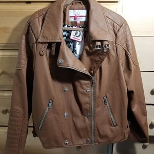 Dollhouse Plus Size Brown Faux Leather Jacket